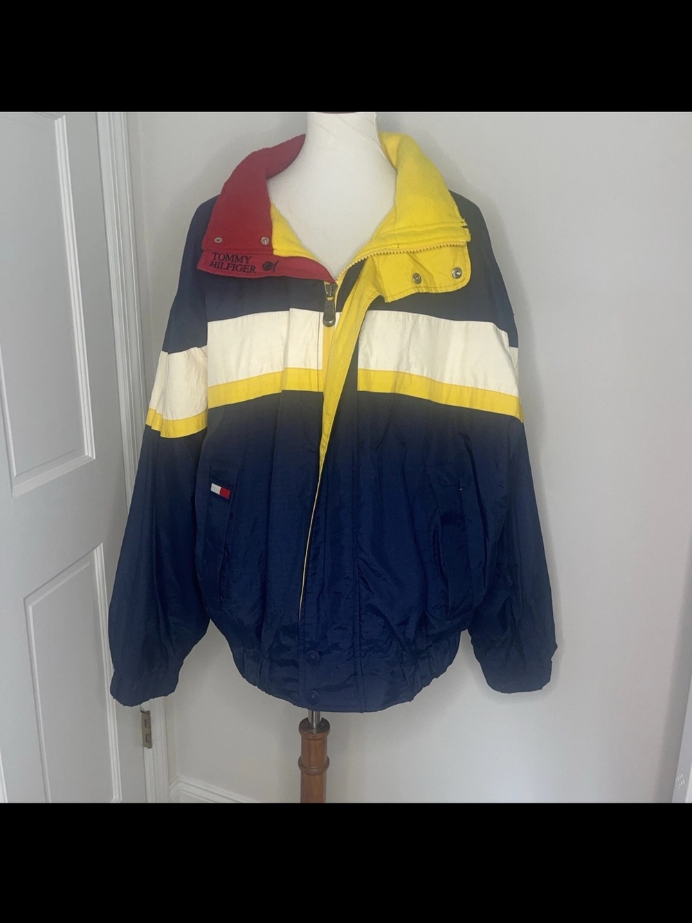 Tommy Hilfiger Colorblock Navy, Yellow & White Puffer Jacket
